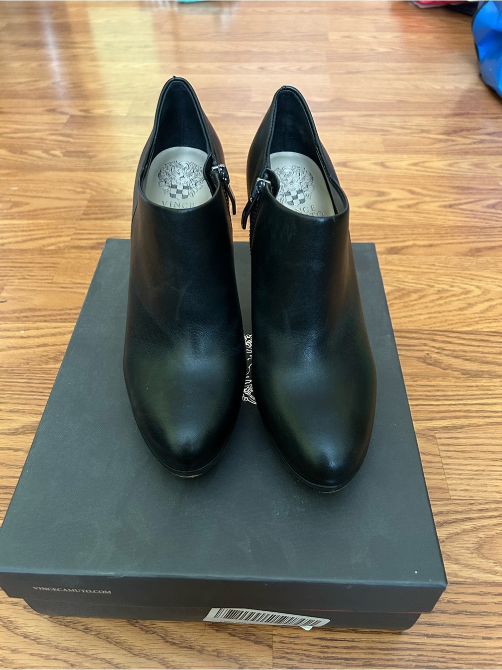 Vince Camuto Black Leather Ankle Booties with Side Zip